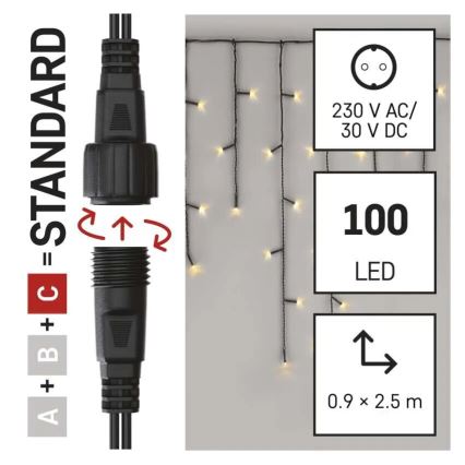 LED Außen  Lichterkette 100xLED/2,5x0,9m IP44 warmweiß