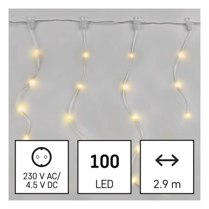 LED Außen  Lichterkette 100xLED/8 Funktionen 7,9x0,7m IP44 warmweiß