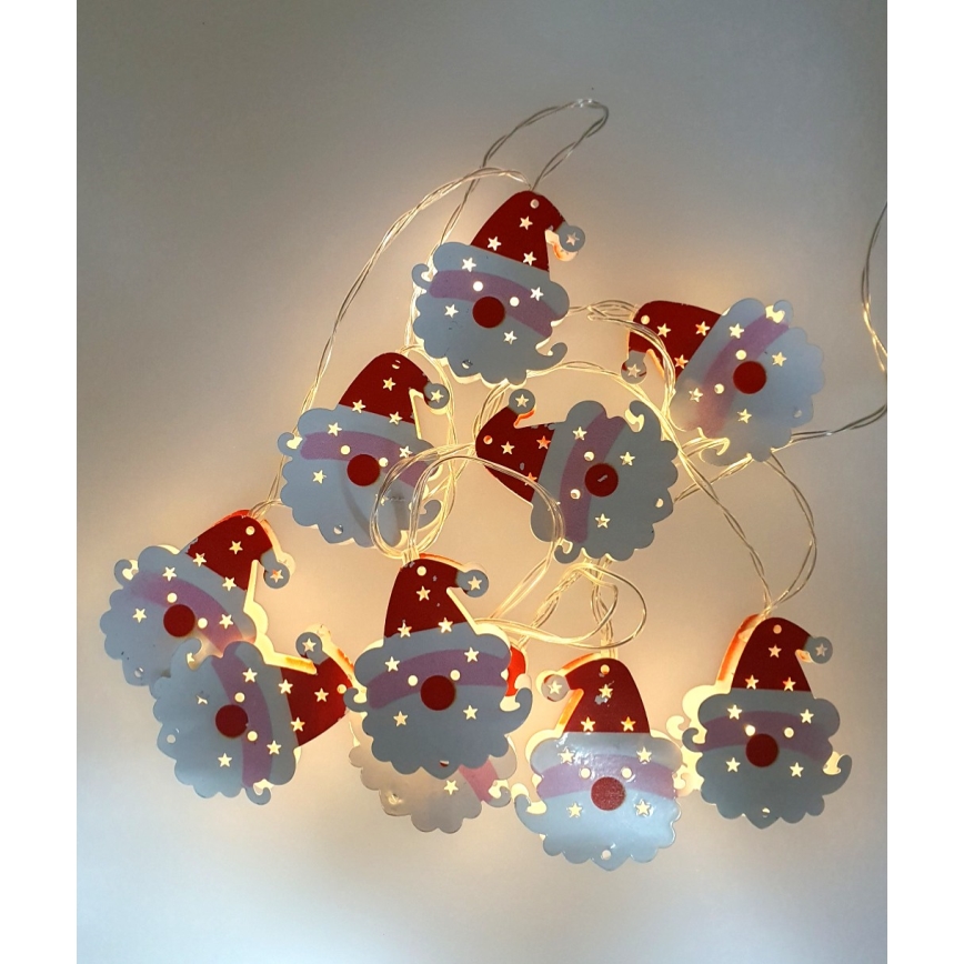LED-Außen-Lichterkette 10xLED/2xAA 1,65 m IP44 Warmweiß Santa