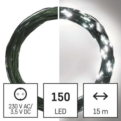 LED-Außen-Lichterkette, 150 LEDs, 20 m, IP44, kaltweiß
