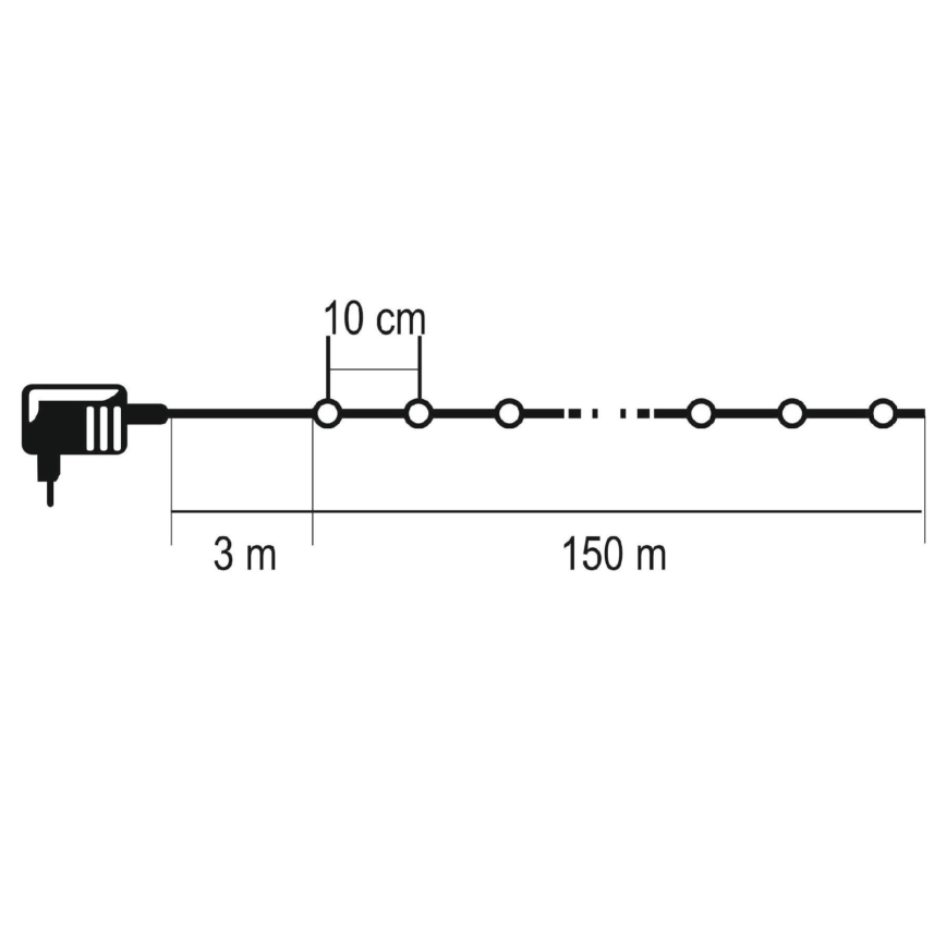 LED-Außen-Lichterkette 1500xLED/230V, 8 Funktionen, 153 m, IP44, kaltweiß, mit Fernbedienung