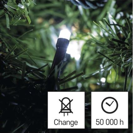 LED-Außen-Lichterkette, 180 LEDs, 8 Modi, 23 m, IP44, kaltweiß