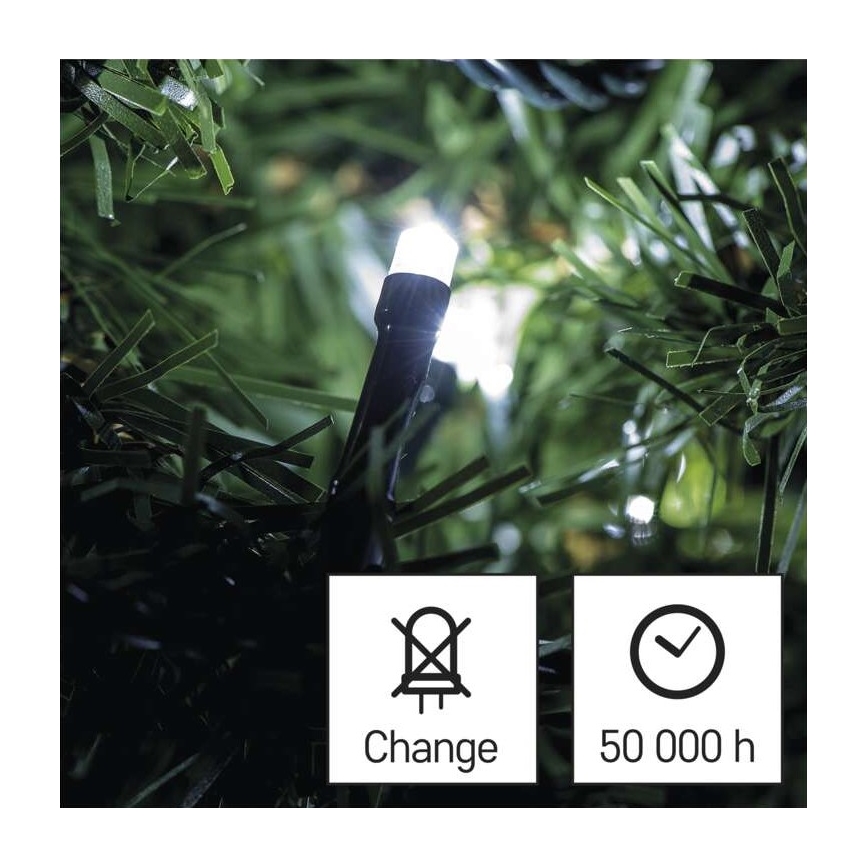 LED-Außen-Lichterkette, 180 LEDs, 8 Modi, 23 m, IP44, kaltweiß