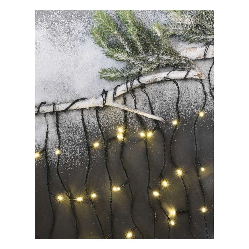 LED-Außen-Lichterkette, 200 LEDs, 8 Leuchtmodi, 8,6 m, IP44, warmweiß