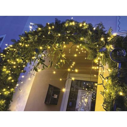 LED-Außen-Lichterkette, 200 LEDs, 8 Leuchtmodi, 8,6 m, IP44, warmweiß