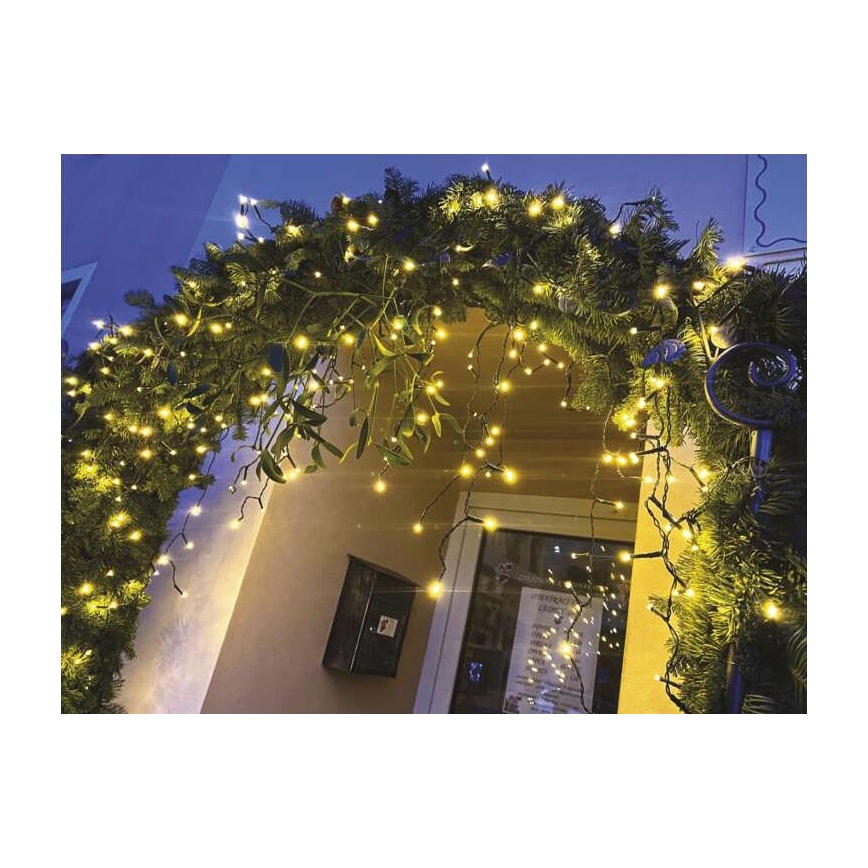 LED-Außen-Lichterkette, 200 LEDs, 8 Leuchtmodi, 8,6 m, IP44, warmweiß