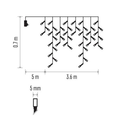 LED-Außen-Lichterkette, 200 LEDs, 8 Leuchtmodi, 8,6 m, IP44, warmweiß