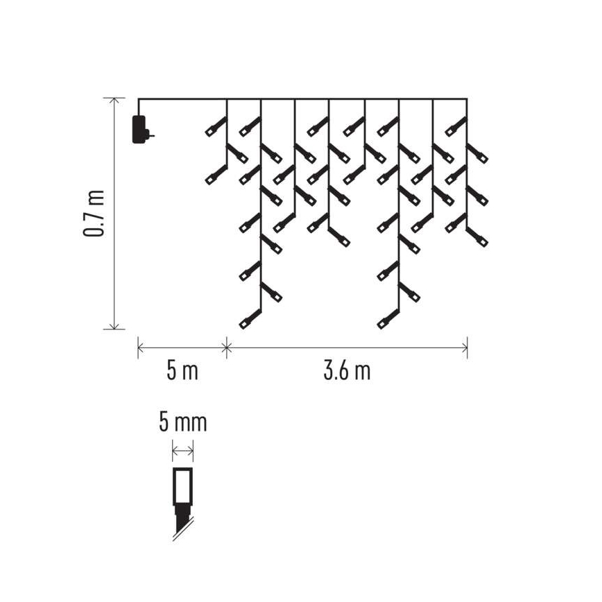 LED-Außen-Lichterkette, 200 LEDs, 8 Leuchtmodi, 8,6 m, IP44, warmweiß