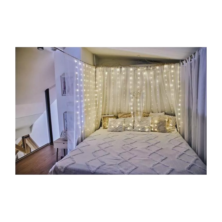 LED-Außen-Lichterkette, 240 LEDs, 8 Funktionen, 6,7 m, IP44, warmweiß