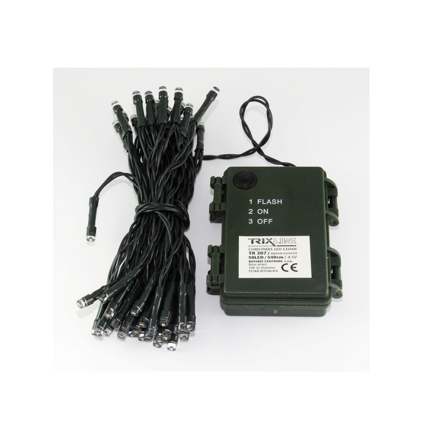 LED-Außen-Lichterkette, 50 LEDs, 2 Funktionen, 5,4 m, IP44, mehrfarbig