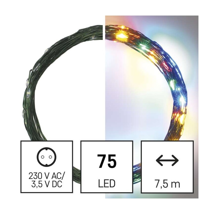 LED Außen-Lichterkette 75xLED/12,5m IP44 mehrfarbig