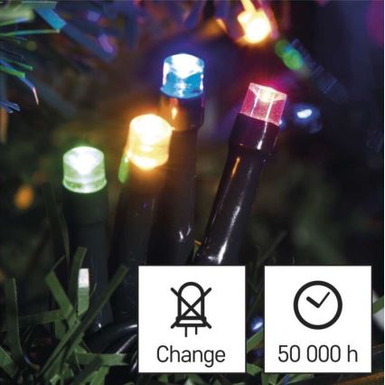 LED-Außen-Lichterkette 80 LEDs / 13 m, IP44, mehrfarbig
