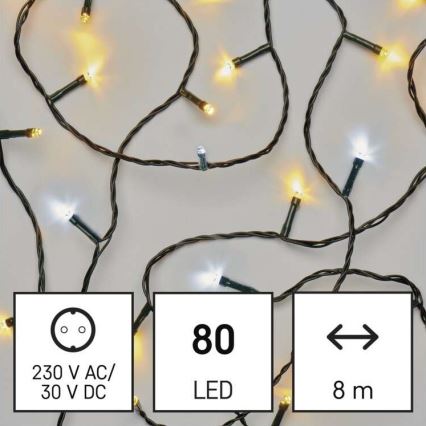 LED  Außen-Lichterkette 80xLED/13m IP44 warmweiß/kaltweiß