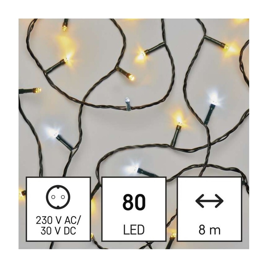 LED  Außen-Lichterkette 80xLED/13m IP44 warmweiß/kaltweiß