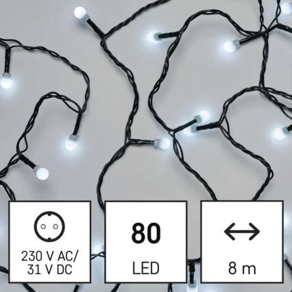 LED Außen  Lichterkette 80xLED/8 Funktionen 13m kaltweiß IP44