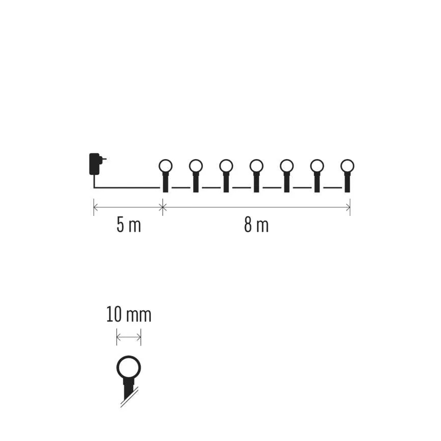 LED Außen  Lichterkette 80xLED/8 Funktionen 13m kaltweiß IP44