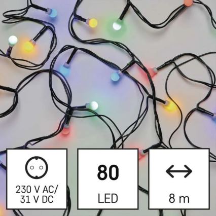 LED-Außen-Lichterkette 80xLED/8 Funktionen 13m mehrfarbig IP44