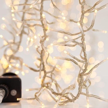 LED-Außen-Lichterkette CLUSTER 1152 LEDs/8 Funktionen 12 m IP44 warmweiß