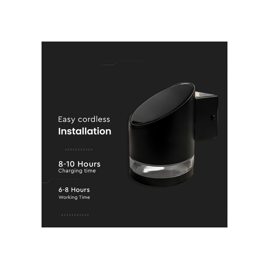 LED Außen-Solar-Wandleuchte LED/1W/3,7V 3000K IP54 1200 mAh Schwarz