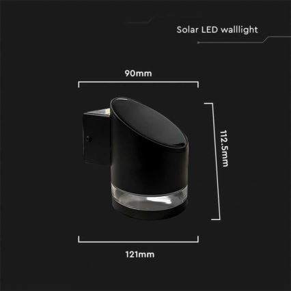 LED Außen-Solar-Wandleuchte LED/1W/3,7V 3000K IP54 1200 mAh Schwarz