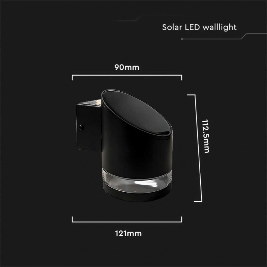 LED Außen-Solar-Wandleuchte LED/1W/3,7V 3000K IP54 1200 mAh Schwarz