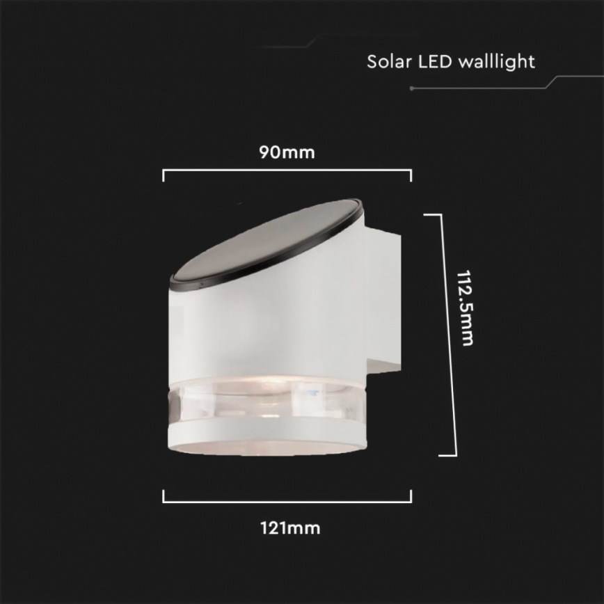 LED Außen-Solar-Wandleuchte LED/1W/3,7V 3000K IP54 1200 mAh Weiß