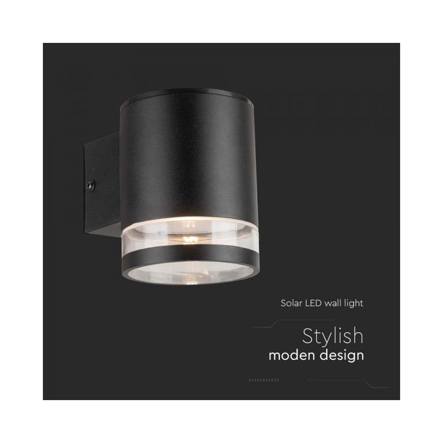 LED Außen-Solar-Wandleuchte LED/1W/3,7V 3000K IP54 1200 mAh Schwarz