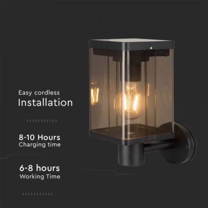 LED Außen-Solar-Wandleuchte mit Sensor LED/2,5W/3,7V 3000K IP54 2000 mAh