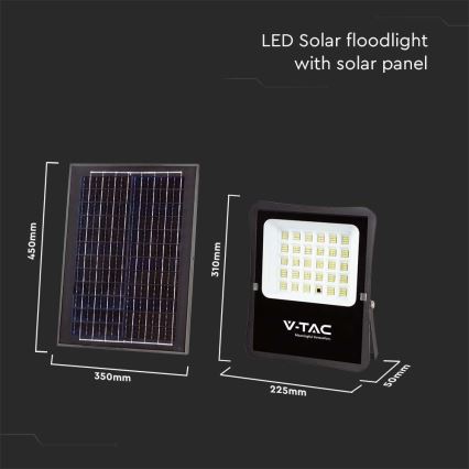 LED Außen-Solarstrahler LED/20W/3,2V 6400K IP65 15000 mAh + Fernbedienung