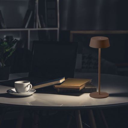 LED Außen-Tischlampe, dimmbar, berührungsempfindlich, wiederaufladbar, LED/2W/5V, 4400 mAh, IP54, braun