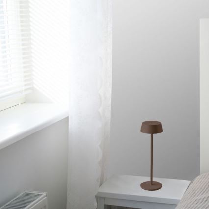 LED Außen-Tischlampe, dimmbar, berührungsempfindlich, wiederaufladbar, LED/2W/5V, 4400 mAh, IP54, braun