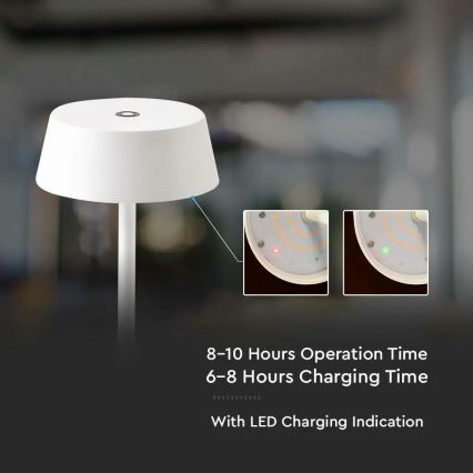 LED Außen-Tischlampe, dimmbar, berührungsempfindlich, wiederaufladbar, LED/2W/5V, 4400 mAh, IP54, weiß