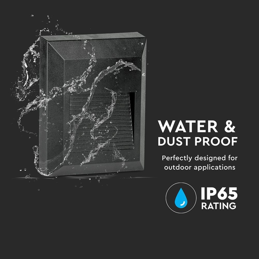 LED Außen-Treppenleuchte LED/2W/230V IP65 4000K Schwarz