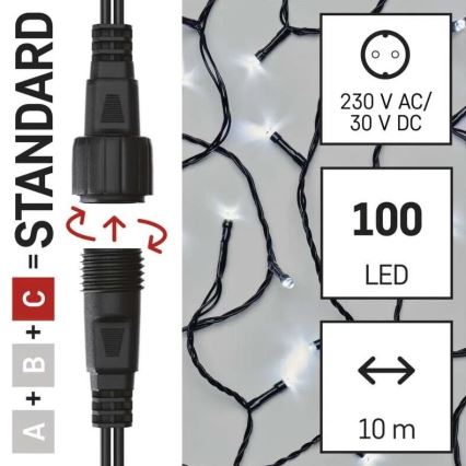 LED Außen-Weihnachts-Lichterkette 100xLED/10m IP44 kaltweiß