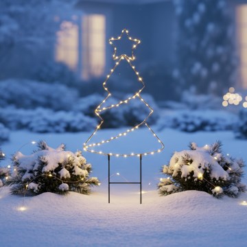 LED-Außen-Weihnachtsdekoration, 85×LED / 3×AA, IP44, warmweiß – Weihnachtsbaum