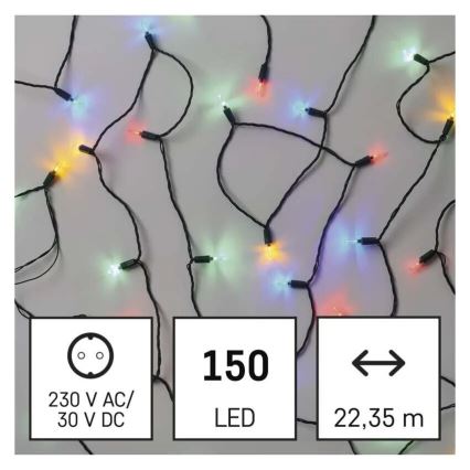 LED Außen-Weihnachtslichterkette 150xLED/27,35m IP44 mehrfarbig