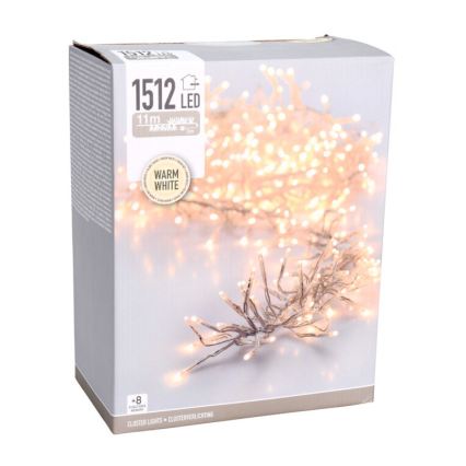 LED-Außen-Weihnachtslichterkette 1512xLED/230V/8 Funktionen 14 m IP44 warmweiß