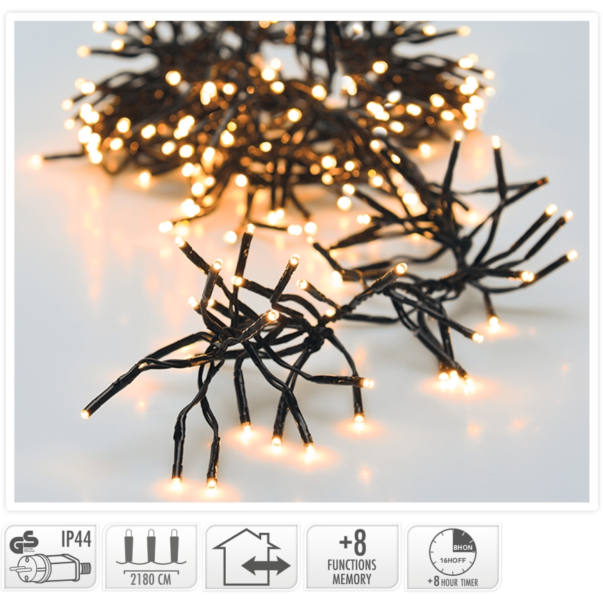LED Außen-Weihnachtslichterkette 3000xLED/230V/8 Funktionen 24,8 m IP44 warmweiß