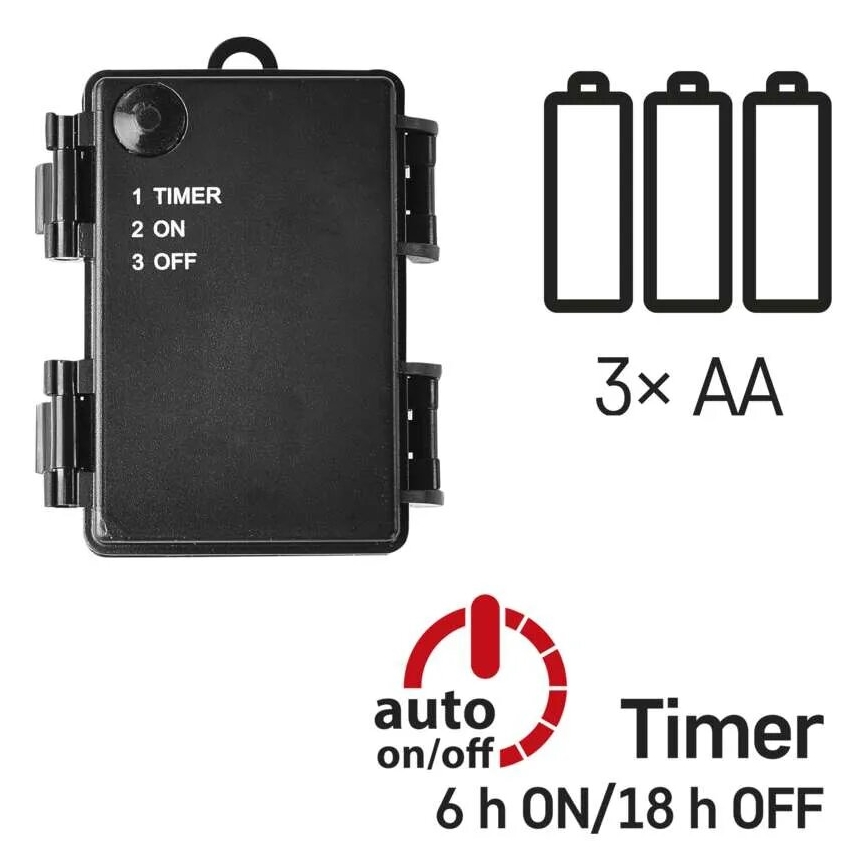LED-Außen-Weihnachtslichterkette 40×LED/3×AA 3,3 m IP44 kaltweiß