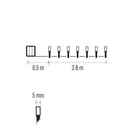 LED-Außen-Weihnachtslichterkette 40×LED/3×AA 3,3 m IP44 kaltweiß
