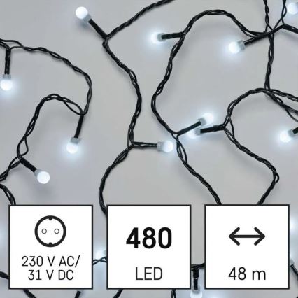 LED-Außen-Weihnachtslichterkette, 480 LEDs / 8 Funktionen, 53 m, kaltweiß, IP44