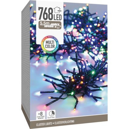 LED Außen-Weihnachtslichterkette 768xLED/230V/8 Funktionen 8,5 m IP44 Mehrfarbig