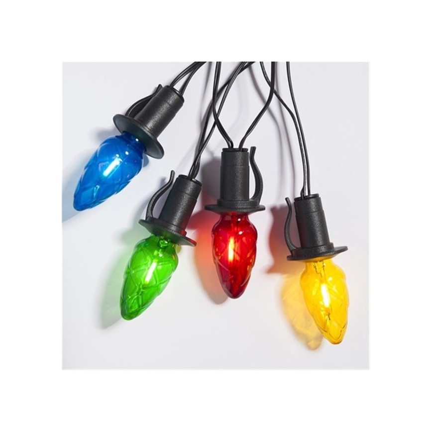 LED-Außen-Girlande CONE FILAMENT 20xE10 19m mehrfarbig/warmweiß IP44, hergestellt in der EU