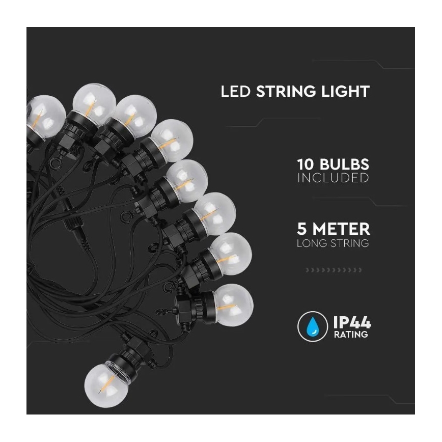 LED-Außenkette STRING 5m 10xLED/0,4W/24/230V 3000K IP44