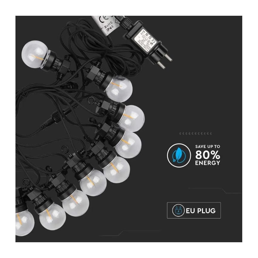 LED-Außenkette STRING 5m 10xLED/0,4W/24/230V 3000K IP44