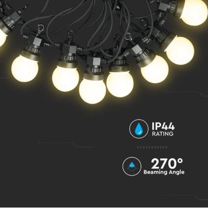 LED-Außenkette STRING 5m 10xLED/0,5W/230V IP44 3000K