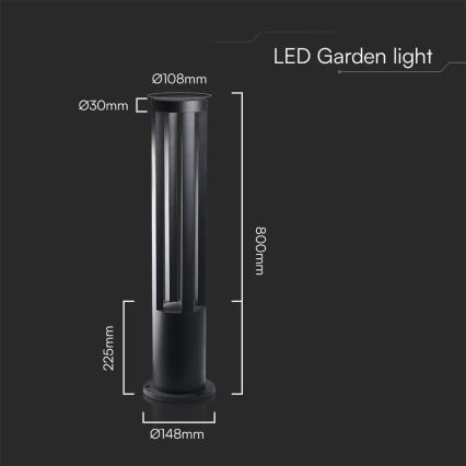 LED-Außenleuchte LED/10W/230V 3000K IP65 80 cm schwarz