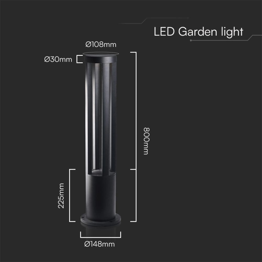LED-Außenleuchte LED/10W/230V 3000K IP65 80 cm schwarz