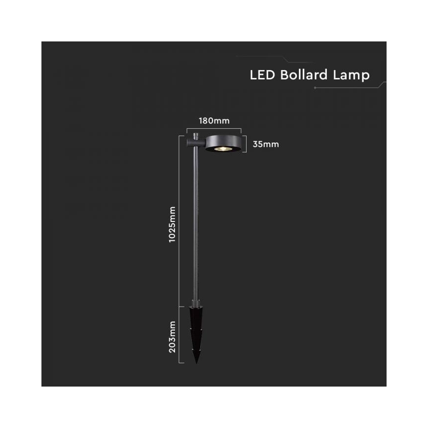 LED Außenleuchte LED/7W/230V 4000K IP65 schwarz 102 cm