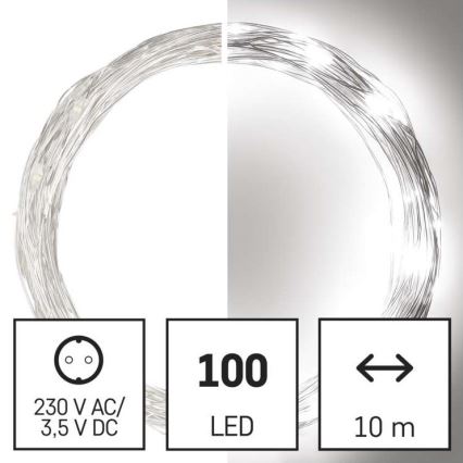 LED  Außenlichterkette 100xLED/15m IP44 kaltweiß